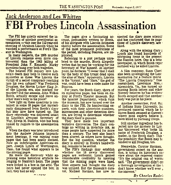 FBI probes Lincoln Assassination